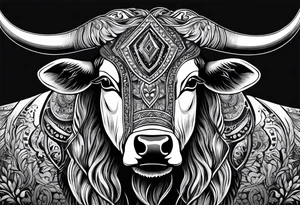 Texas Long horn with IR on the forehead tattoo idea