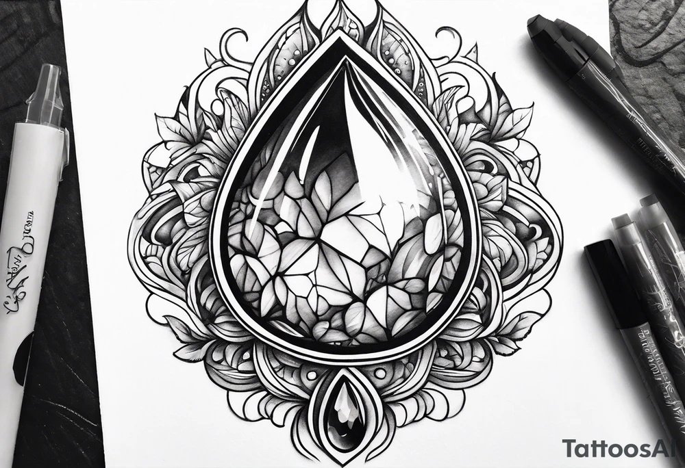 gemstone water droplet tattoo idea
