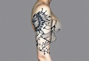 Big bad wolf running behind little red riding hood tattoo idea