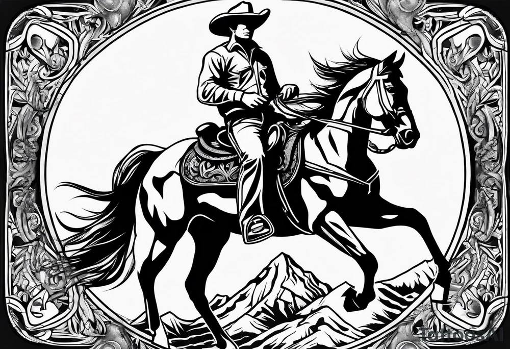 cowboy on a horse tattoo idea
