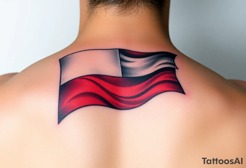 A waving Czech flag with realistic fabric texture tattoo idea