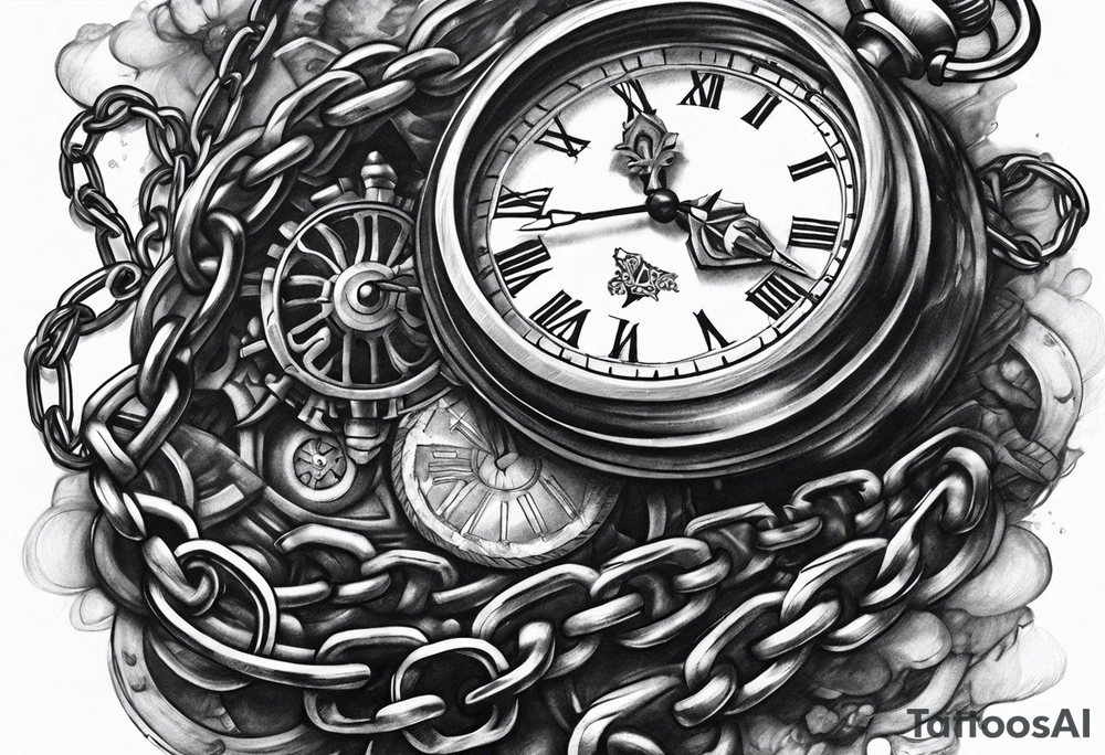 Clock with chain wrapped around it almost crushing it tattoo idea
