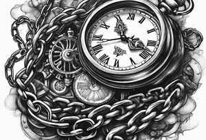 Clock with chain wrapped around it almost crushing it tattoo idea