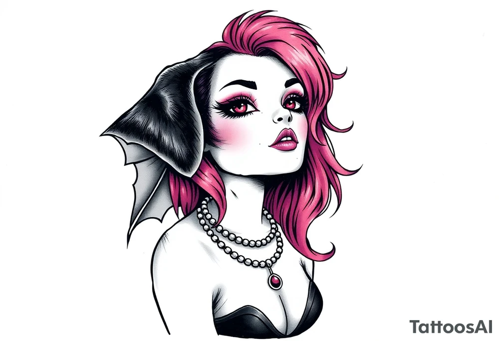hot puppy goth girl with big boobs and pink hair tattoo idea