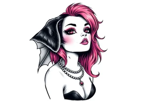 hot puppy goth girl with big boobs and pink hair tattoo idea