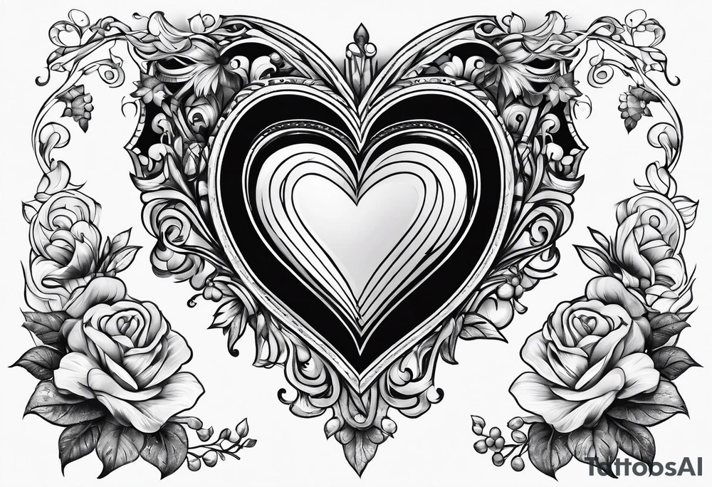 heart with four kids tattoo idea
