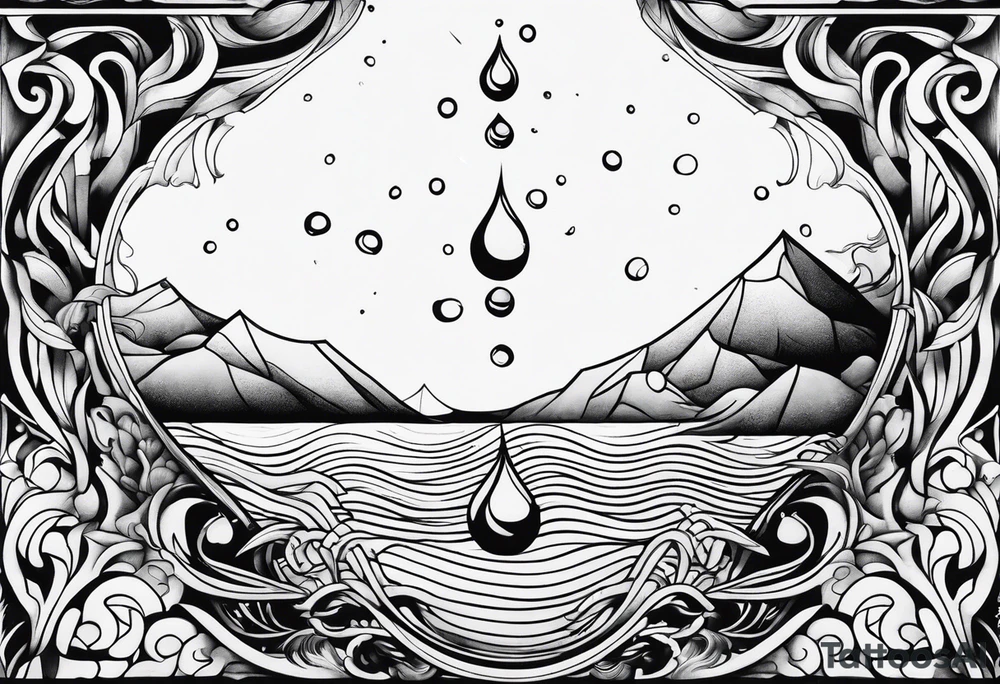 water drop falling into ocean tattoo idea