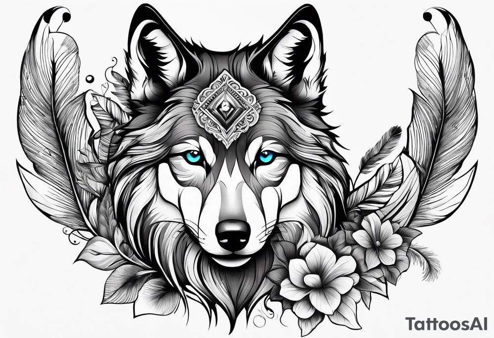 Wolf puppy, peacock feather, butterfly,, hummingbird tattoo idea