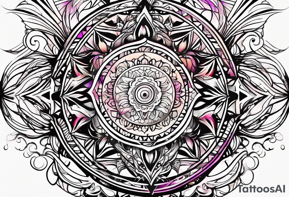 neo-tribal abstract lines gradient tattoo idea