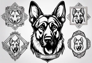 German Shepherd with frame tattoo idea