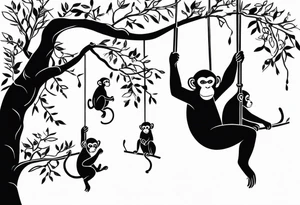 MONKEYS SWINGING in branches tattoo idea