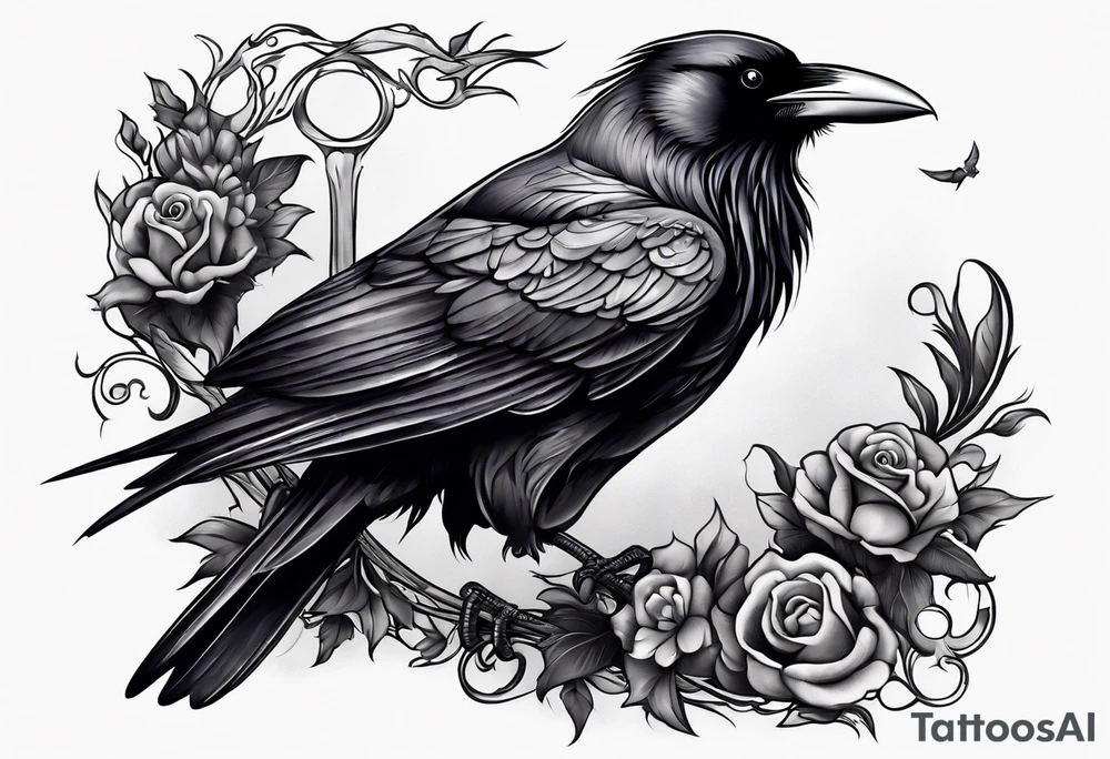Scary ravens sleeve tattoo idea