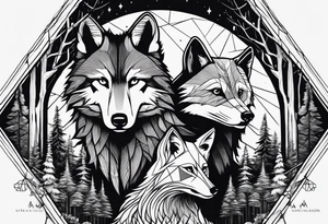 Ultra realistic Wolf and raccoon
Background Woods tattoo idea