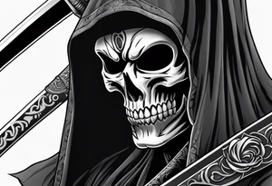 katana with grim reaper tattoo idea