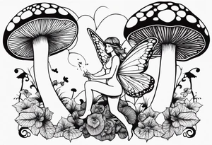 fairy on mushroom tattoo idea