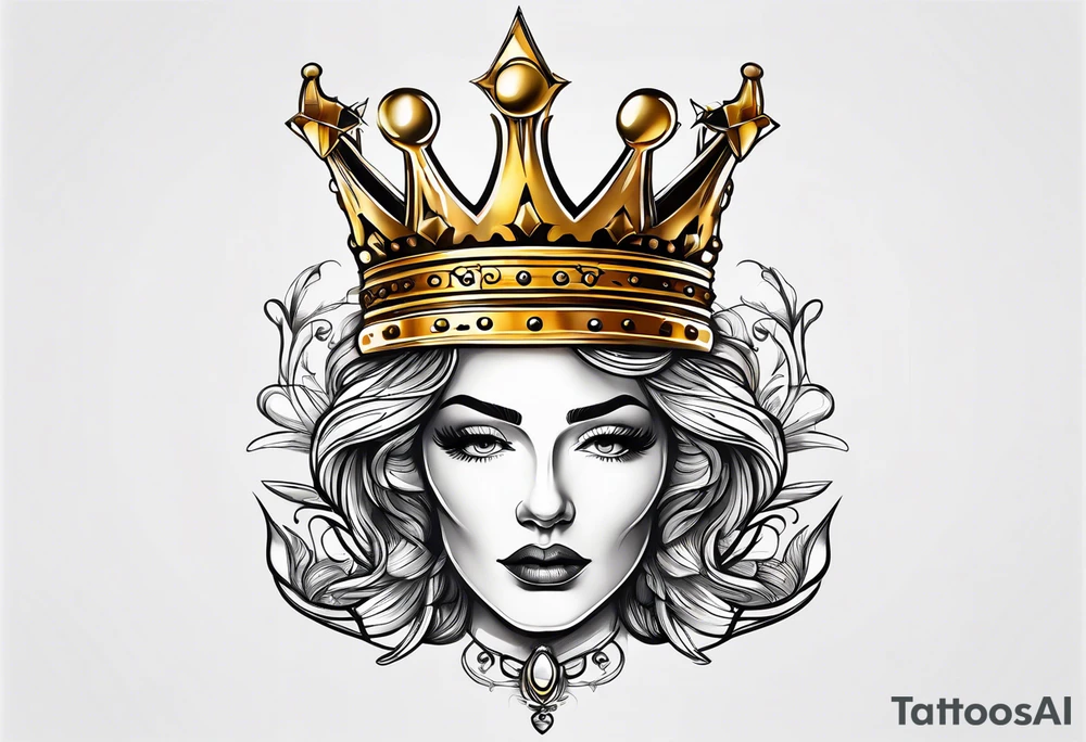 queen's golden crown tattoo idea