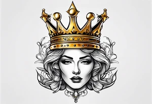 queen's golden crown tattoo idea
