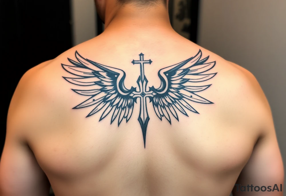 christan religious tattoos with full and strong wings tattoo idea