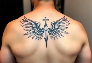 christan religious tattoos with full and strong wings tattoo idea