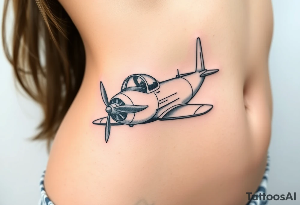 Small airplane an-26 who has moustache on his face tattoo idea