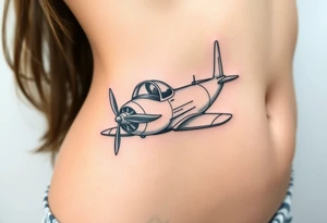Small airplane an-26 who has moustache on his face tattoo idea