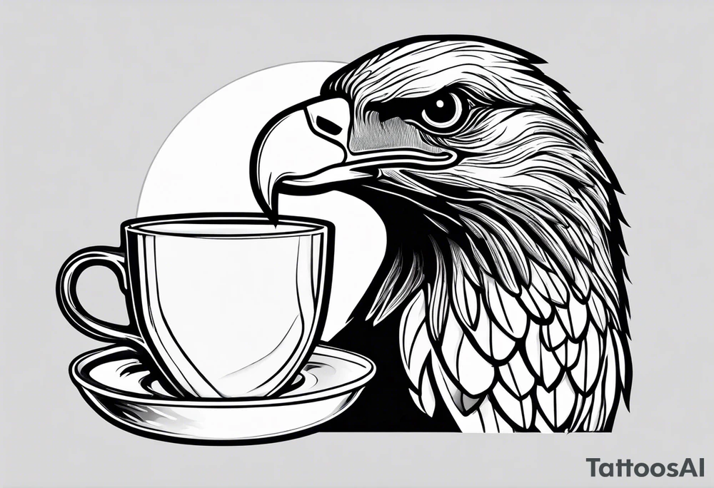 eagle drinking coffee with a lady cardinal tattoo idea