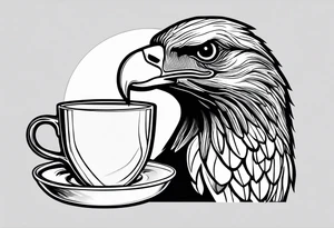 eagle drinking coffee with a lady cardinal tattoo idea
