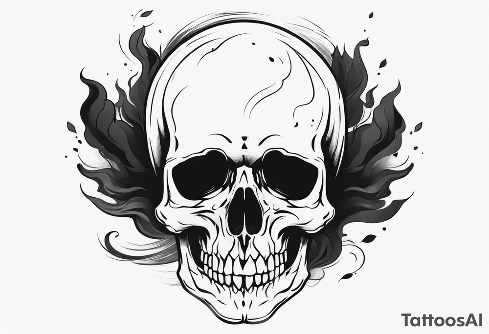 skull with smoke coming from the bottom tattoo idea