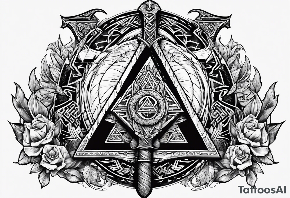 Valhalla valknut sword axe Dragon tattoo idea