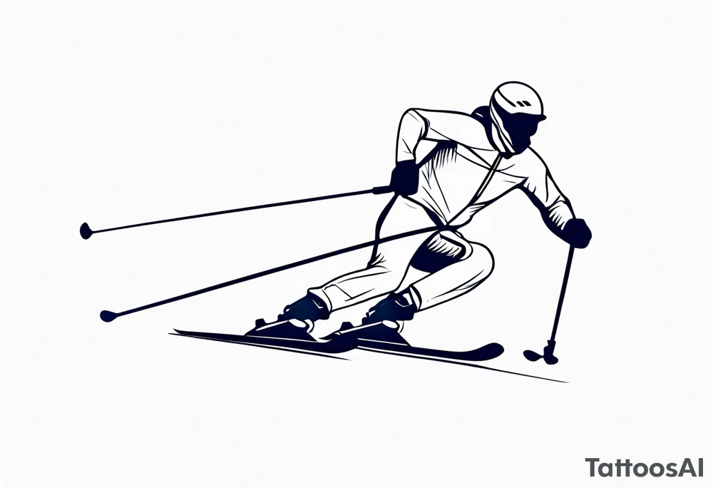 Skier in motion, single line tattoo idea