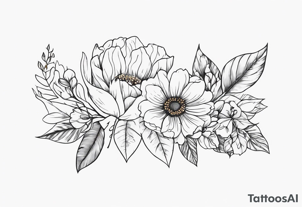 Really long stew with some flowers and leaves on it tattoo idea