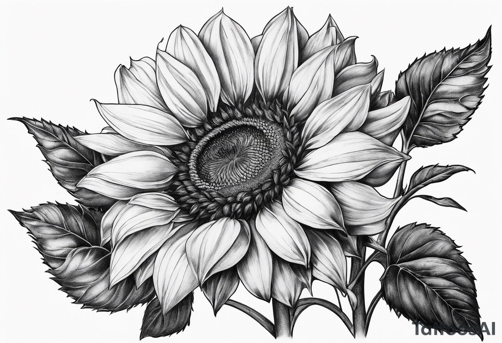 Sunflower, rose flower tattoo idea
