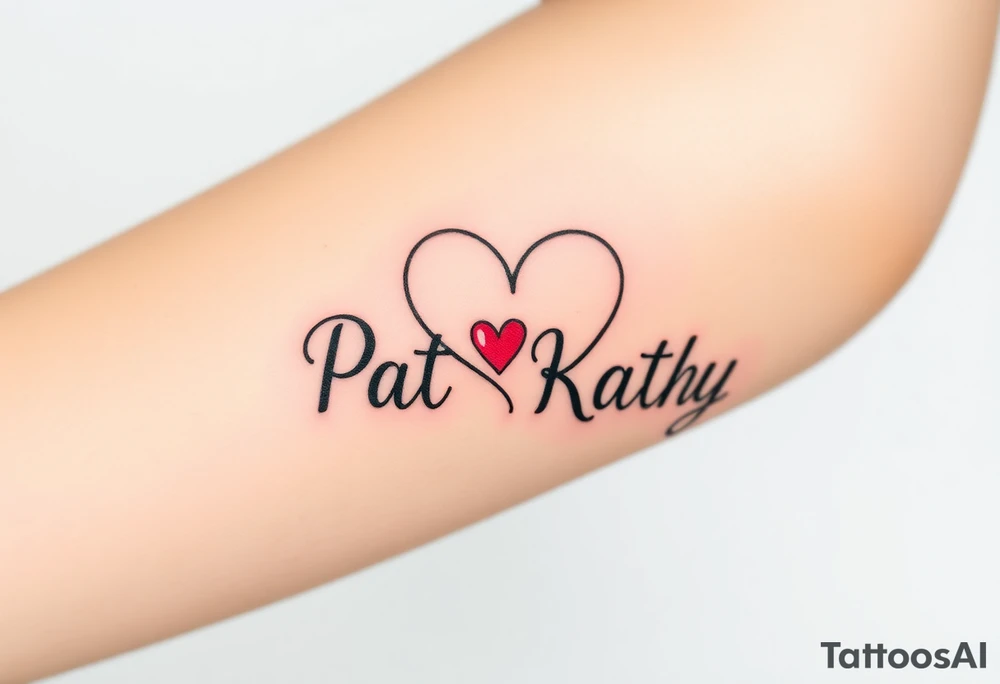 Names pat and Kathy made into a heart tattoo idea