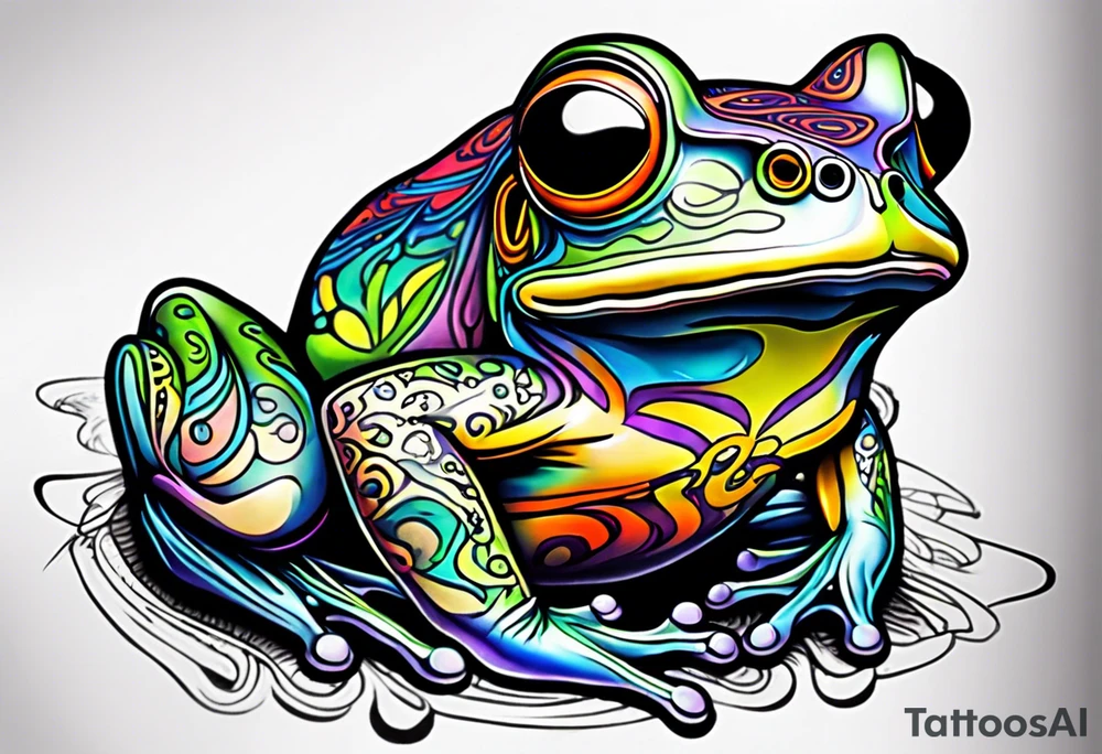 a psychedelic frog tattoo idea
