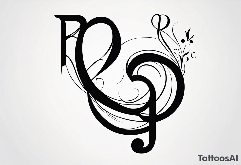 Treble clef incorporating the letters R and L tattoo idea