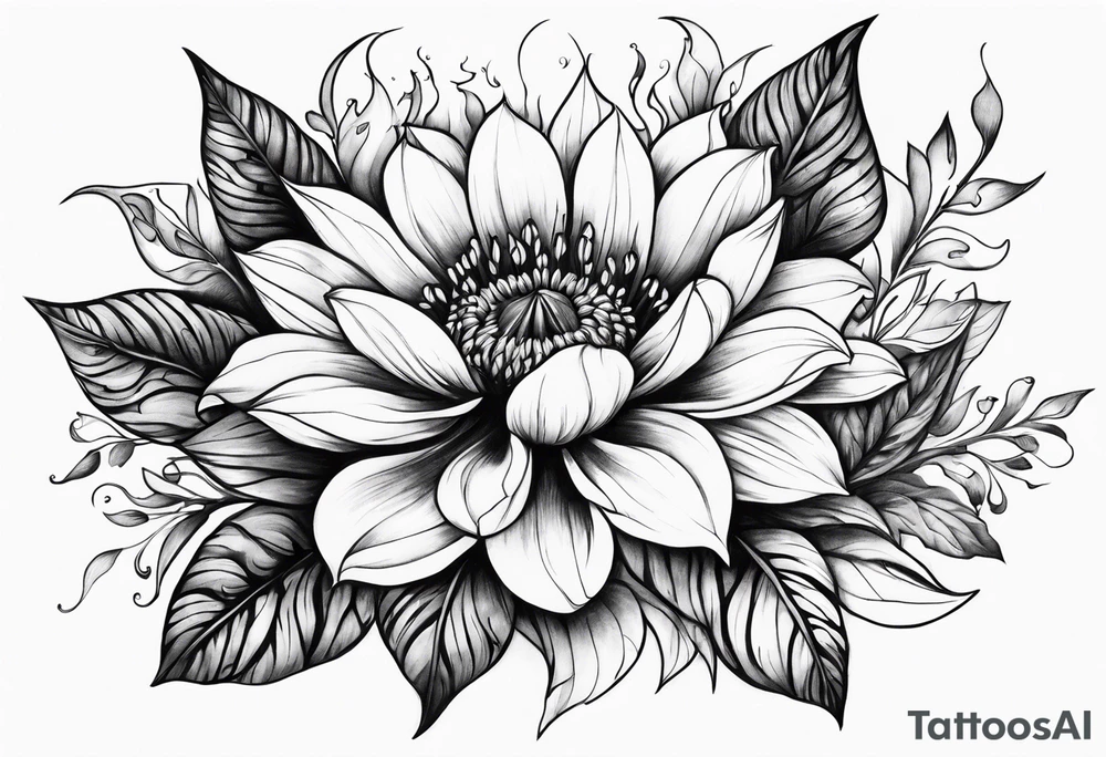 Flower fire tattoo idea