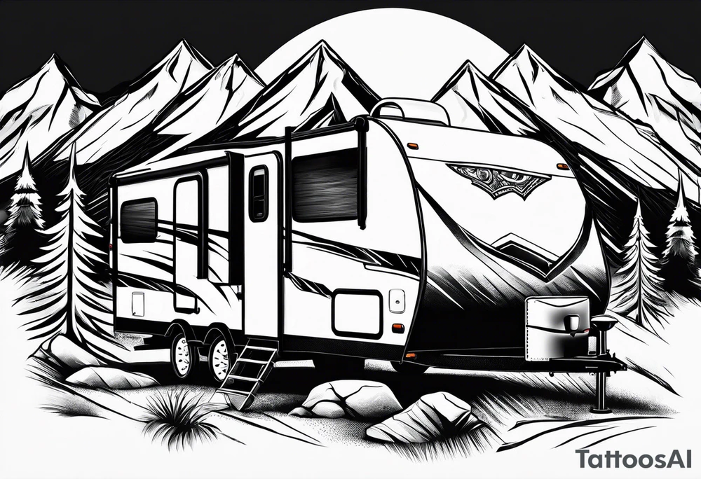 Mountains travel trailer family tattoo idea