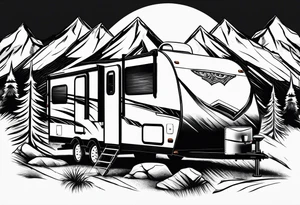 Mountains travel trailer family tattoo idea