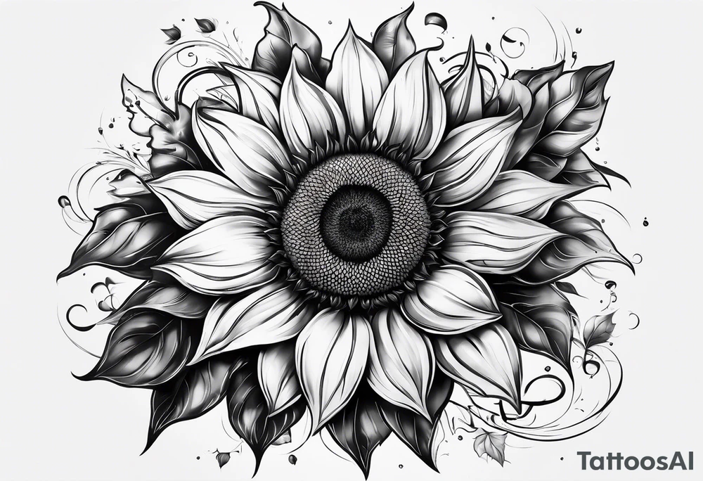 A delicated girly Sunflower. Mist contains letters KJMG on the stern tattoo idea