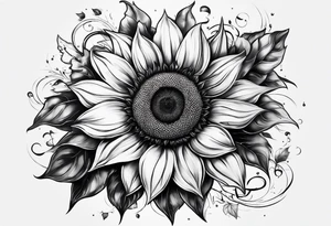 A delicated girly Sunflower. Mist contains letters KJMG on the stern tattoo idea
