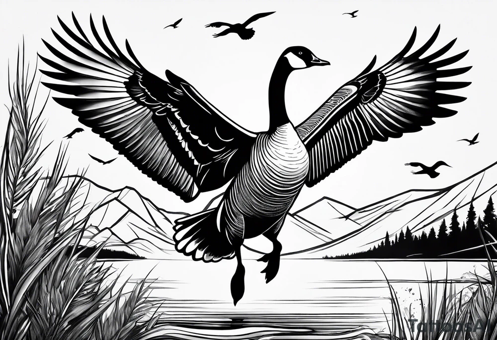 canadian goose taking off tattoo idea