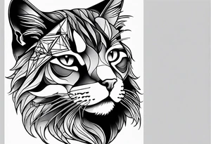 cat in shape of triangle tattoo idea