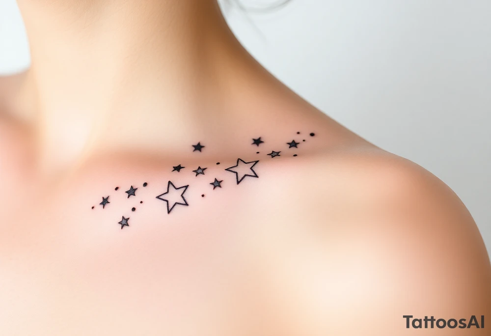 Stars wrapping collarbone tattoo idea