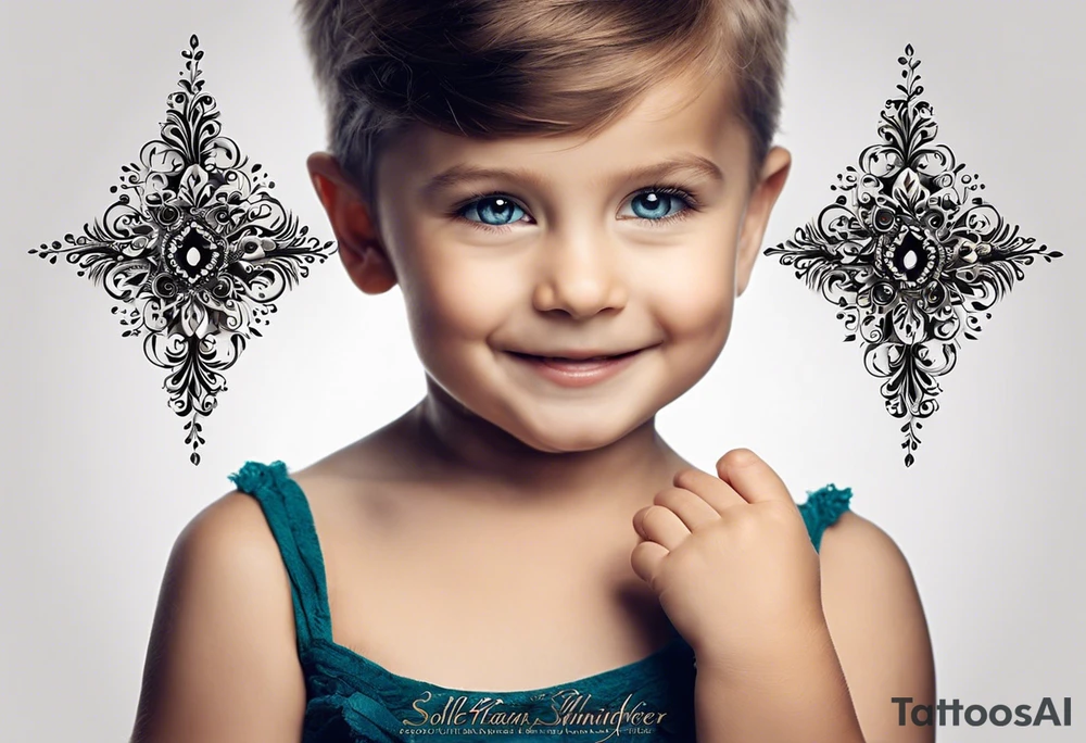 Das Tattoo sollte einen Stammbaum haben wo das Geburtsdatum meiner Kinder zu sehen ist. Über diesen Stammbaum sollen mehrere Schwerte sein wie das Damaglos, das Angriffe auf meine Familie zeigen soll. Ein Symbol das den Schutz und die Stärke von Uns zeigt währe ebenfalls gut. Der Tot von meiner Mutter 2018 sollte auch zu finden sein tattoo idea
