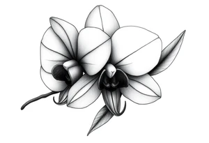 orchid with stem and leaves tattoo idea