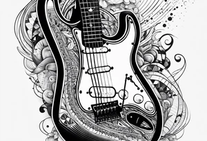 electric guitar with distorted signal coming out of it tattoo idea
