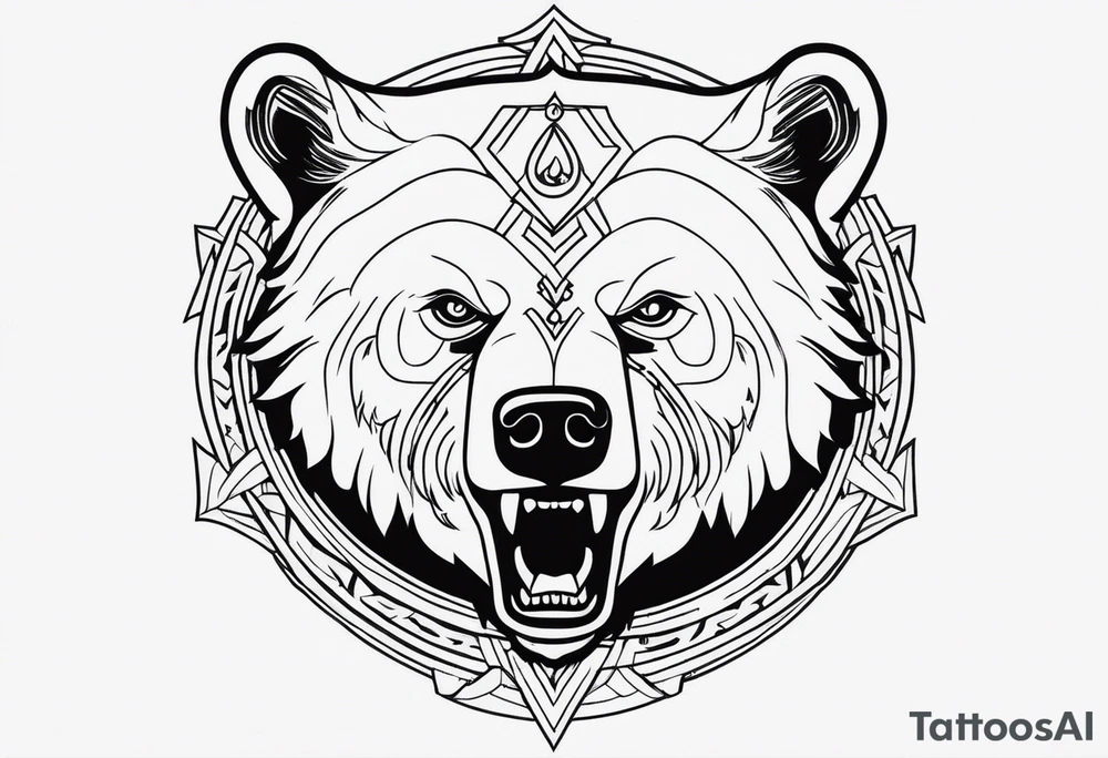 a russian wild bear with demonic signs tattoo idea