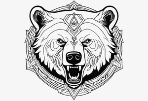 a russian wild bear with demonic signs tattoo idea