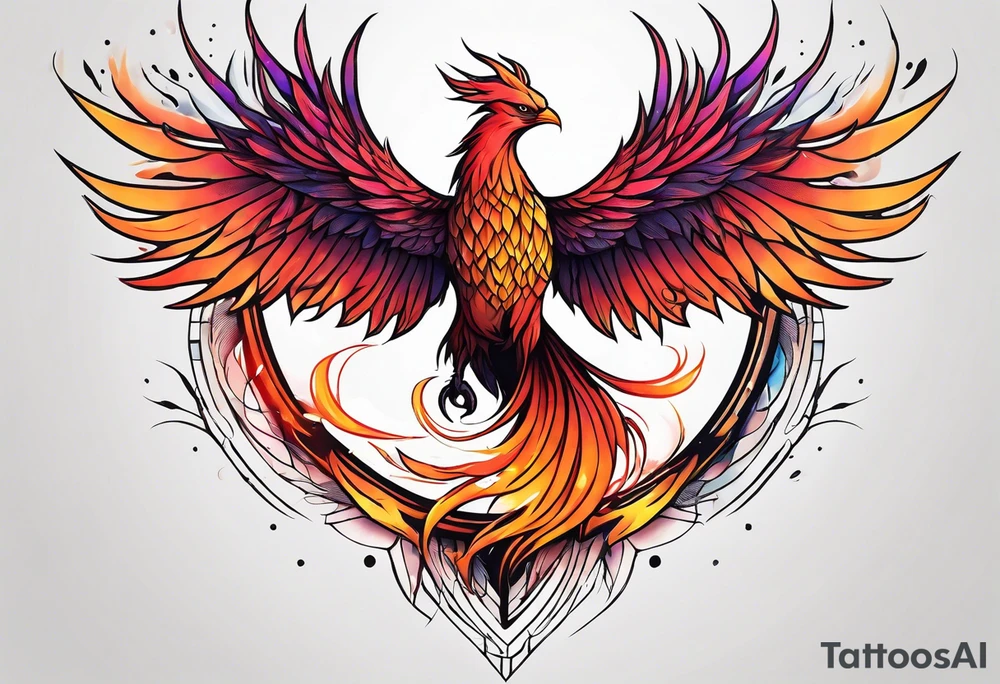 Phoenix rising out of fire. Rebirth. tattoo idea