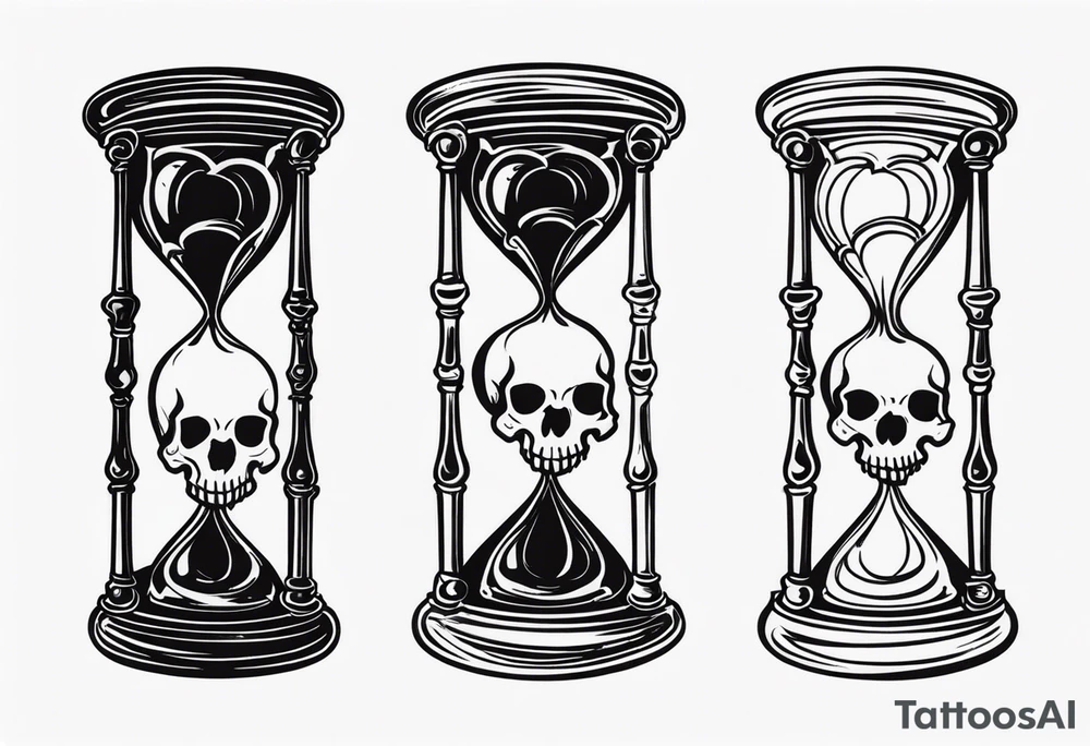 Hour glass skull on bottom tattoo idea